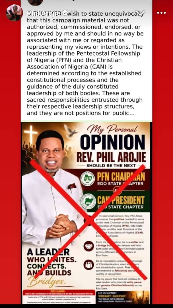 ‘CAN, PFN leadership sacred duties, not pursued through public campaigns’ – Arojie distance self from campaign posters