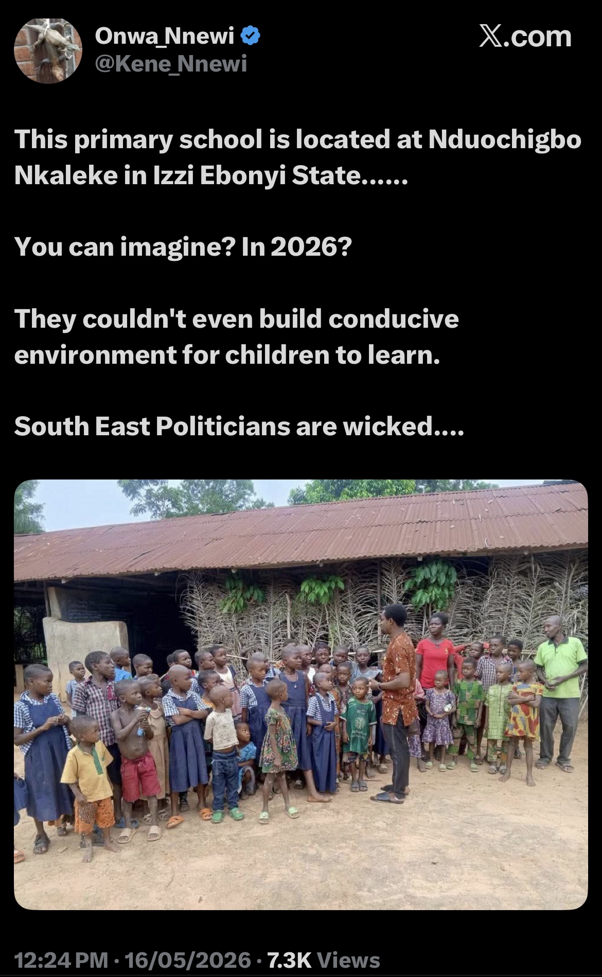 Viral X Post Highlights Shocking Conditions at Rural Primary School in Ebonyi